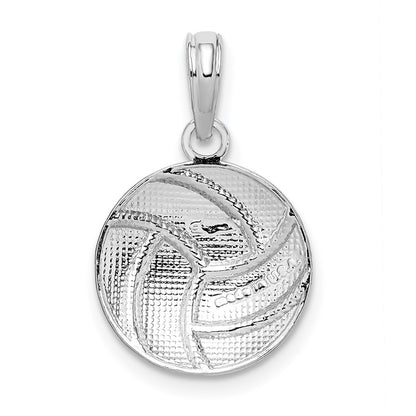 Sterling Silver De-Ani Rhodium-Plated Polished Volleyball Pendant
