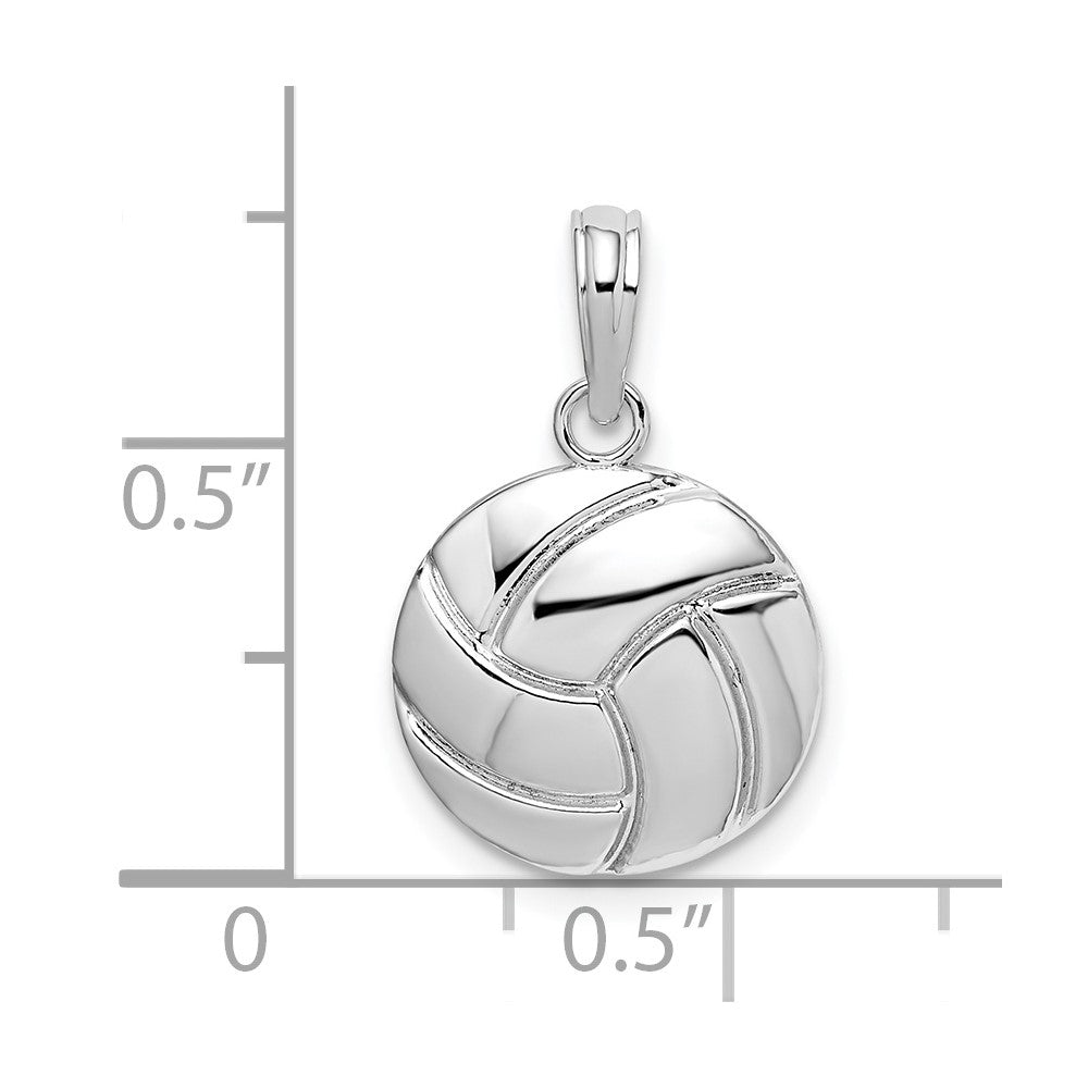 Sterling Silver De-Ani Rhodium-Plated Polished Volleyball Pendant