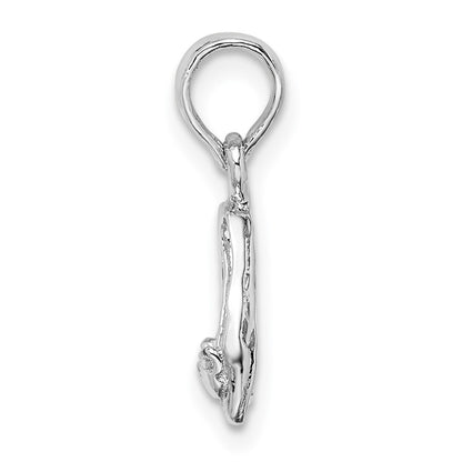 Sterling Silver De-Ani Rhodium-Plated Polished Ballet Slippers Pendant