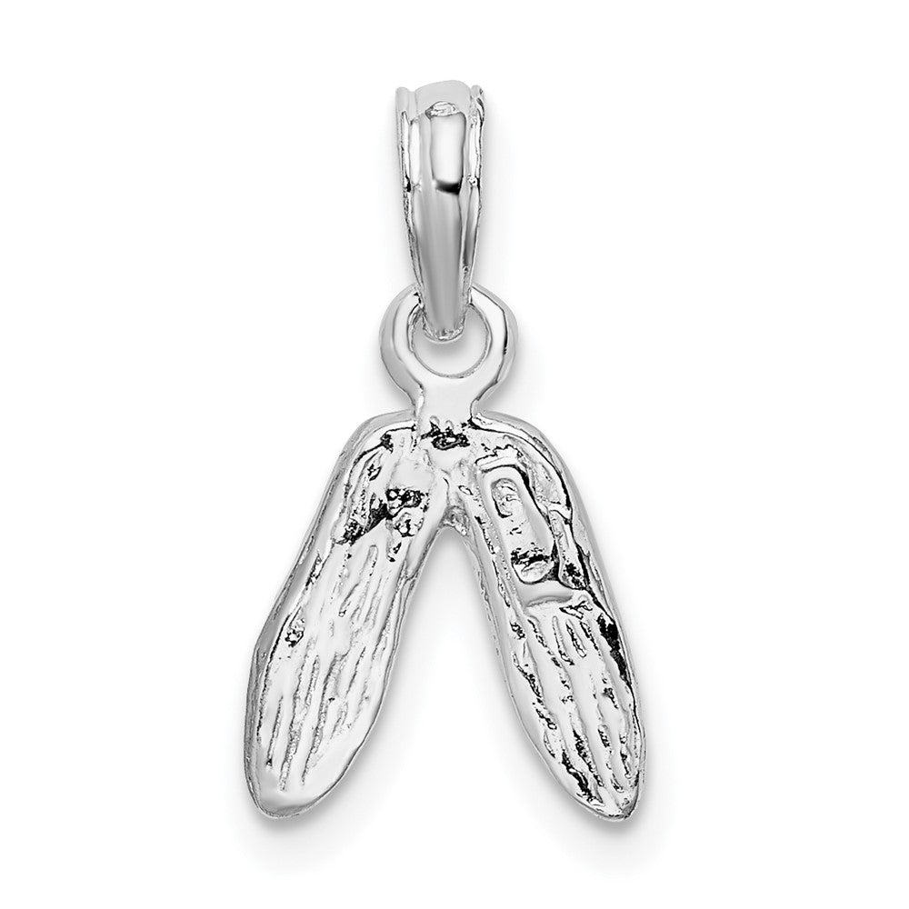 Sterling Silver De-Ani Rhodium-Plated Polished Ballet Slippers Pendant