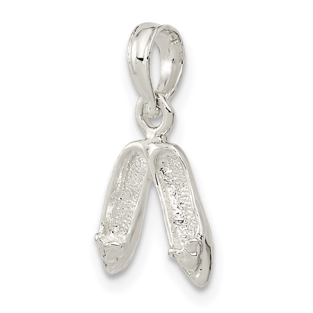 Sterling Silver De-Ani Rhodium-Plated Polished Ballet Slippers Pendant