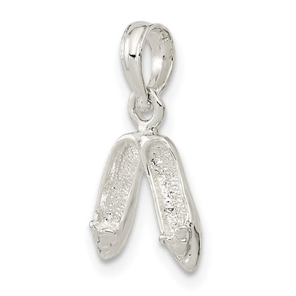 Sterling Silver De-Ani Rhodium-Plated Polished Ballet Slippers Pendant