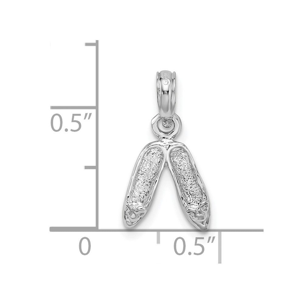 Sterling Silver De-Ani Rhodium-Plated Polished Ballet Slippers Pendant