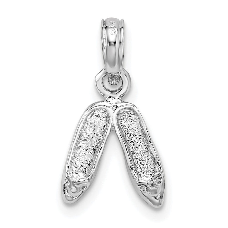 Sterling Silver De-Ani Rhodium-Plated Polished Ballet Slippers Pendant