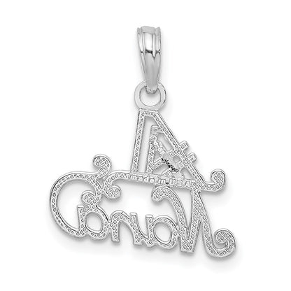 Sterling Silver De-Ani Rhodium-Plated Polished #1 Nana Pendant