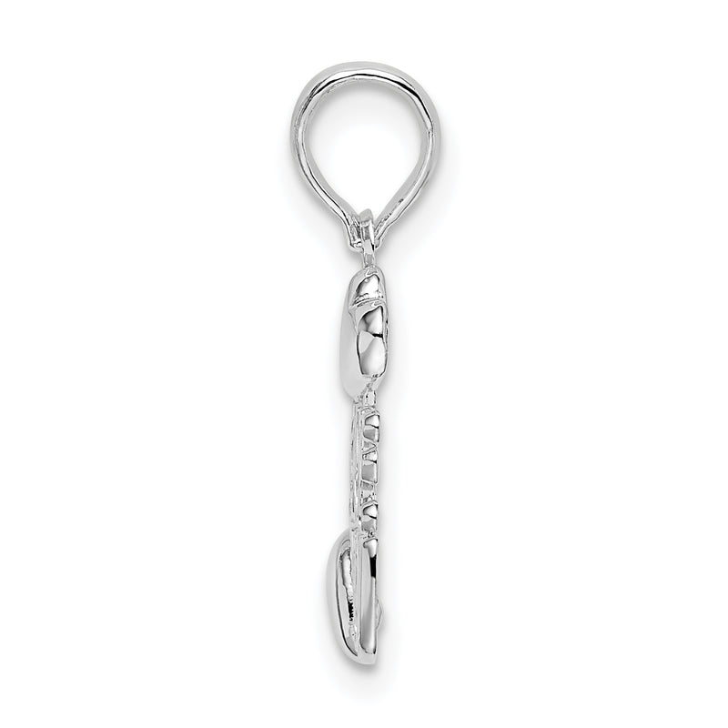 Sterling Silver De-Ani Rhodium-Plated Polished I Love You With Hearts Pendant