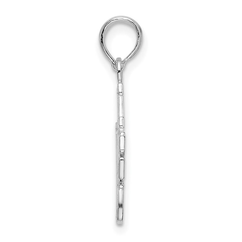 Sterling Silver De-Ani Rhodium-Plated Polished I Love You Pendant
