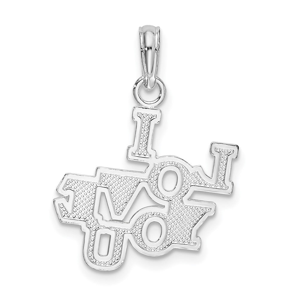 Sterling Silver De-Ani Rhodium-Plated Polished I Love You Pendant