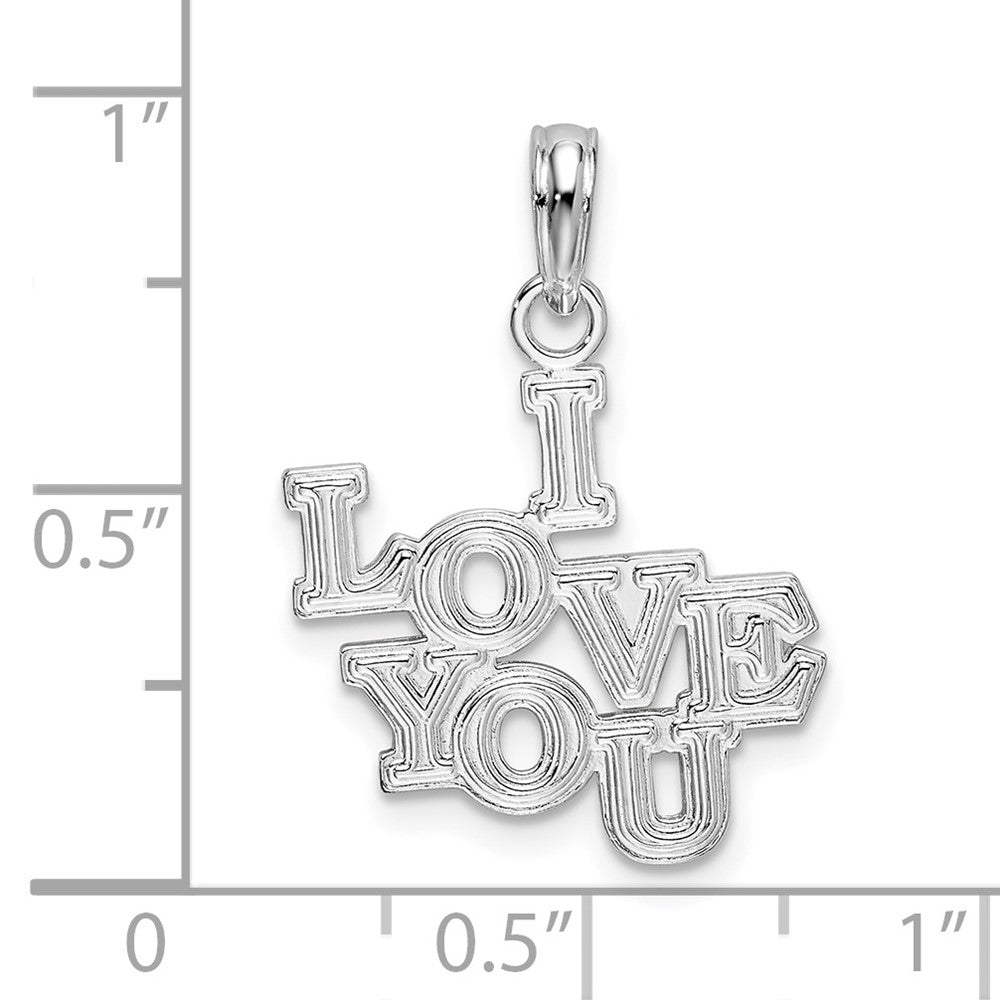 Sterling Silver De-Ani Rhodium-Plated Polished I Love You Pendant