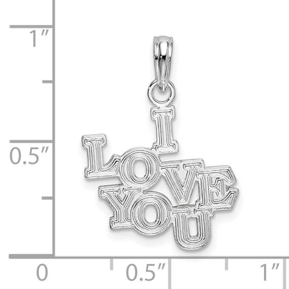 Sterling Silver De-Ani Rhodium-Plated Polished I Love You Pendant