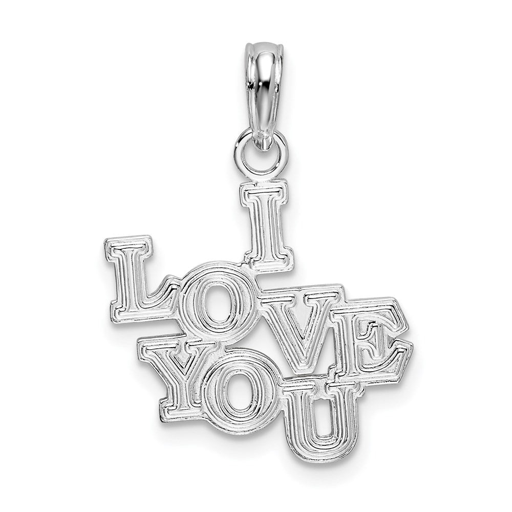 Sterling Silver De-Ani Rhodium-Plated Polished I Love You Pendant