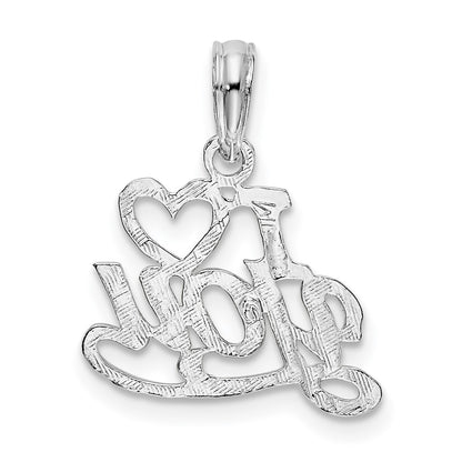 Sterling Silver De-Ani Rhodium-Plated Polished I Heart You Script Pendant