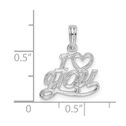 Sterling Silver De-Ani Rhodium-Plated Polished I Heart You Script Pendant
