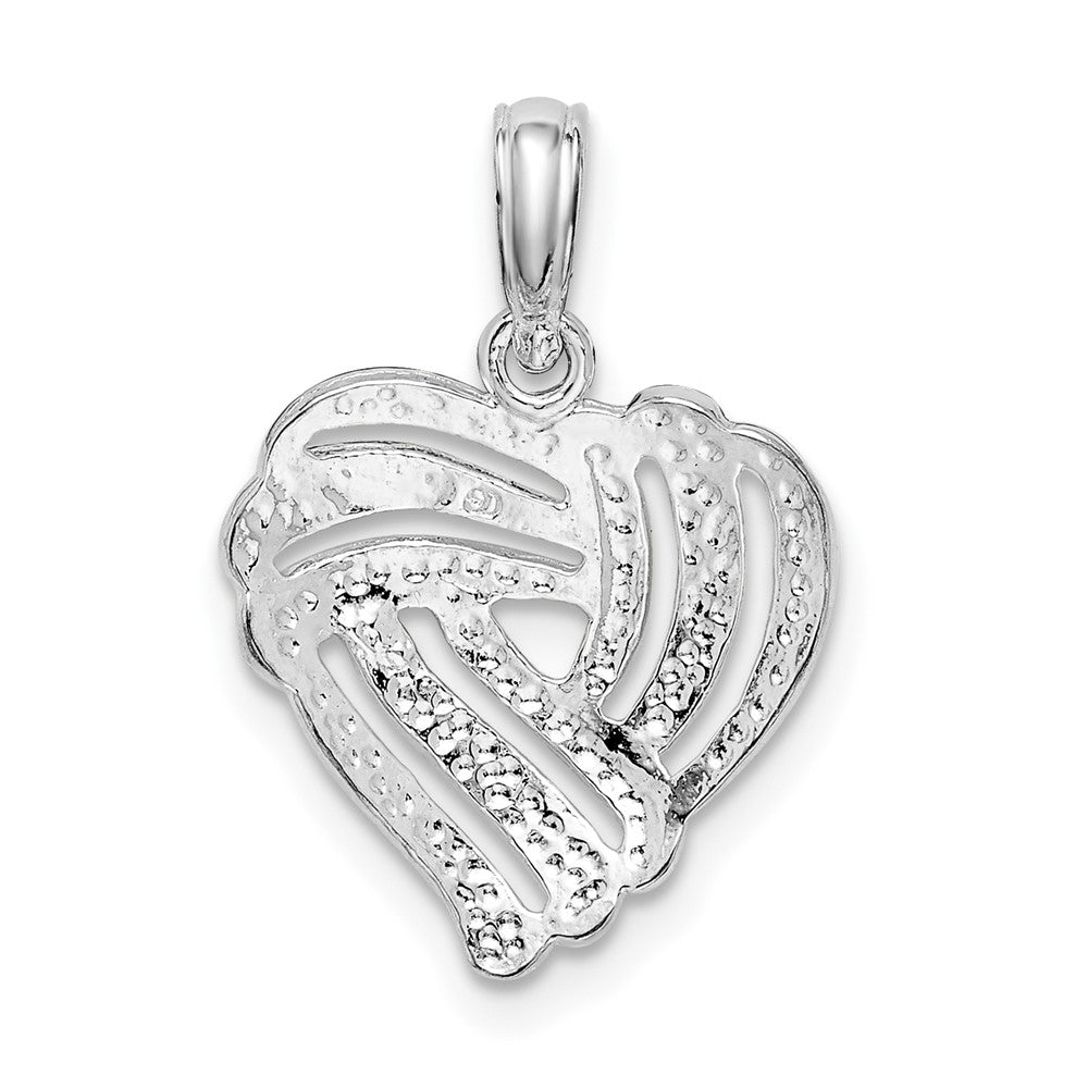 Sterling Silver De-Ani Rhodium-Plated Polished Wrap Design Heart Pendant