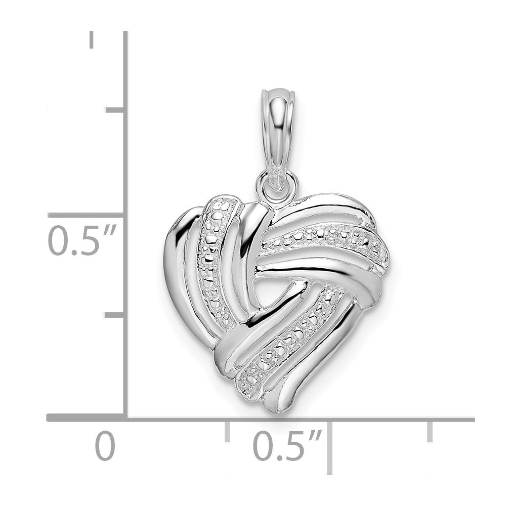 Sterling Silver De-Ani Rhodium-Plated Polished Wrap Design Heart Pendant