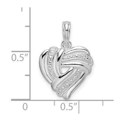 Sterling Silver De-Ani Rhodium-Plated Polished Wrap Design Heart Pendant