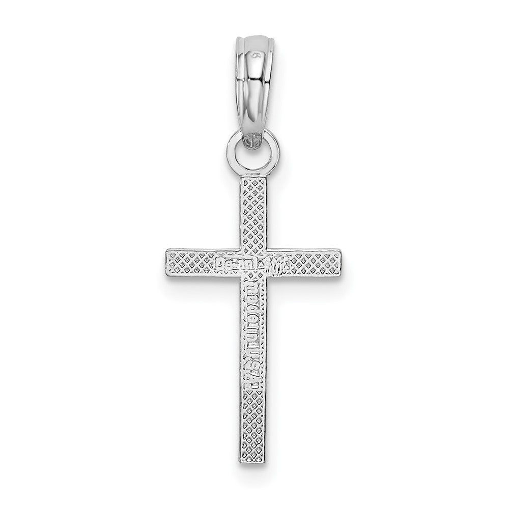 Sterling Silver Rhodium-Plated Polished Flat Latin Cross Pendant