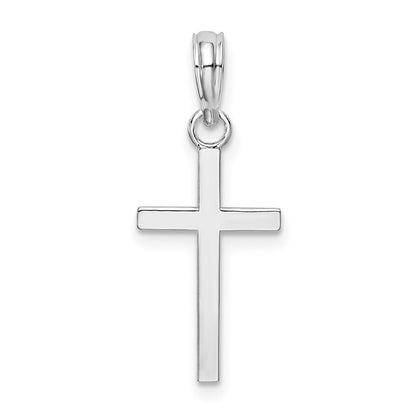 Sterling Silver Rhodium-Plated Polished Flat Latin Cross Pendant