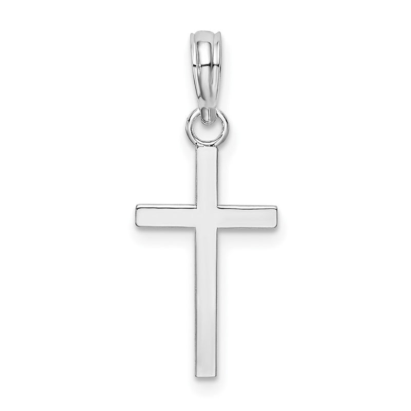 Sterling Silver Rhodium-Plated Polished Flat Latin Cross Pendant