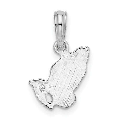 Sterling Silver De-Ani Rhodium-Plated Polished Praying Hands Pendant