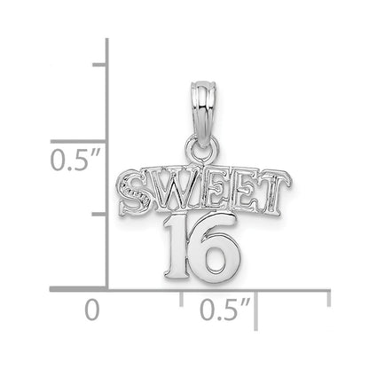 Sterling Silver De-Ani Rhodium-Plated Polished Sweet 16 Pendant