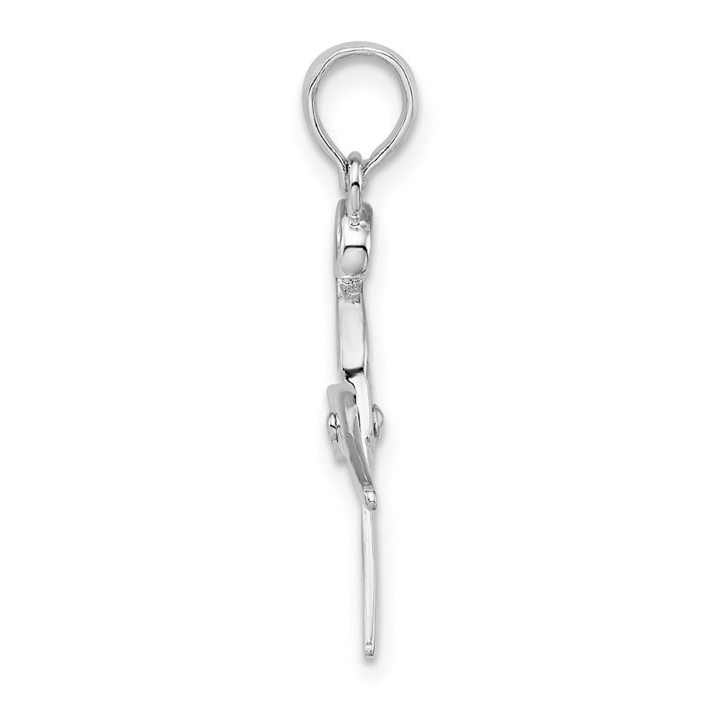 Sterling Silver De-Ani Rhodium-Plated Polished Moveable 3D Scissors Pendant