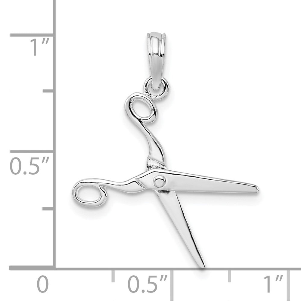 Sterling Silver De-Ani Rhodium-Plated Polished Moveable 3D Scissors Pendant