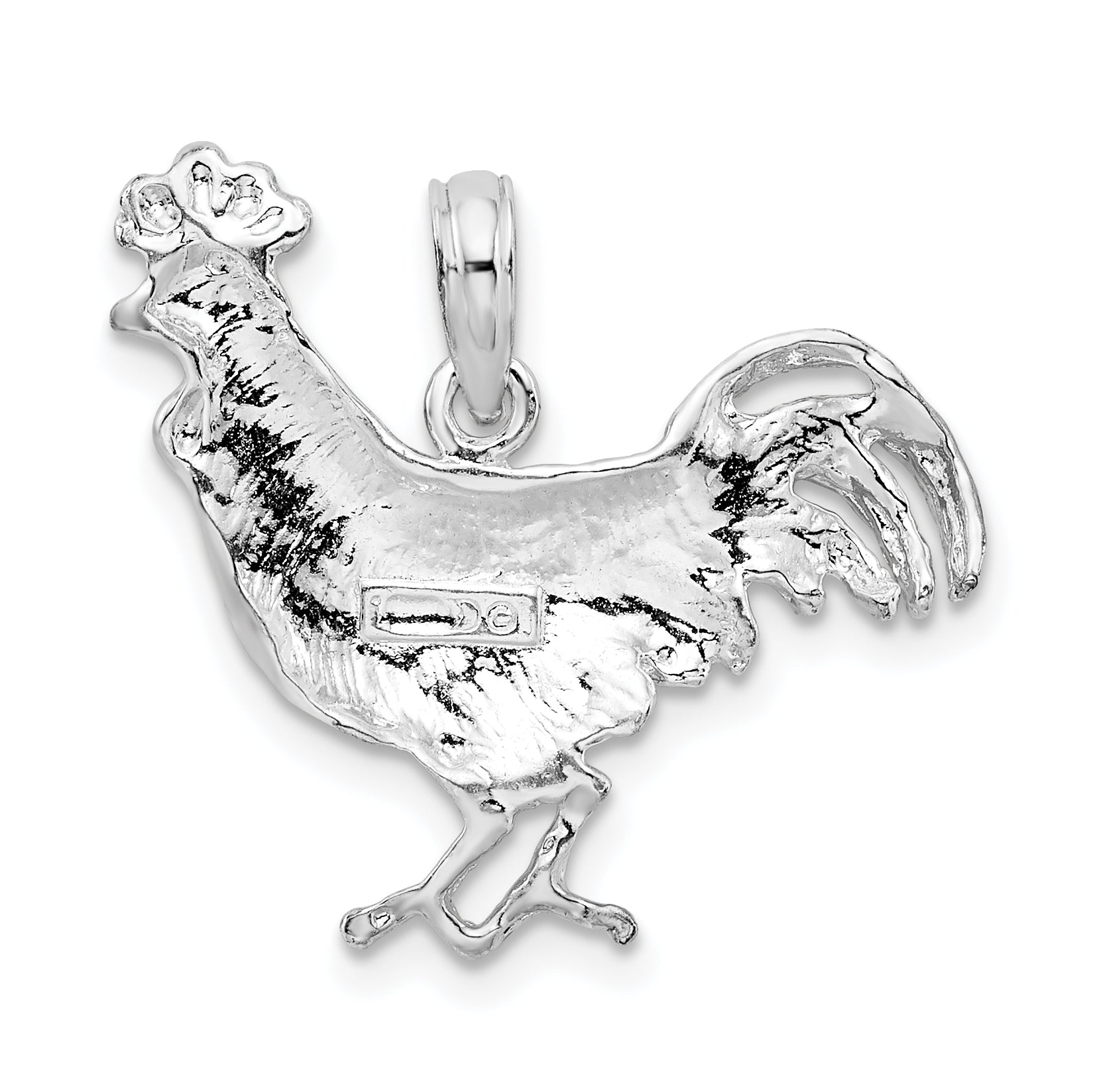 Sterling Silver De-Ani Rhodium-Plated Polished Rooster Pendant