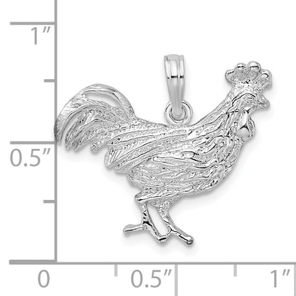 Sterling Silver De-Ani Rhodium-Plated Polished Rooster Pendant