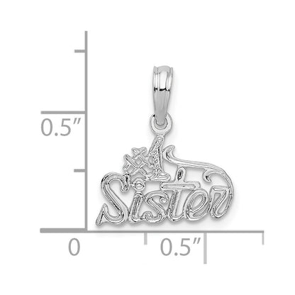 Sterling Silver De-Ani Rhodium-Plated Polished #1 Sister Pendant