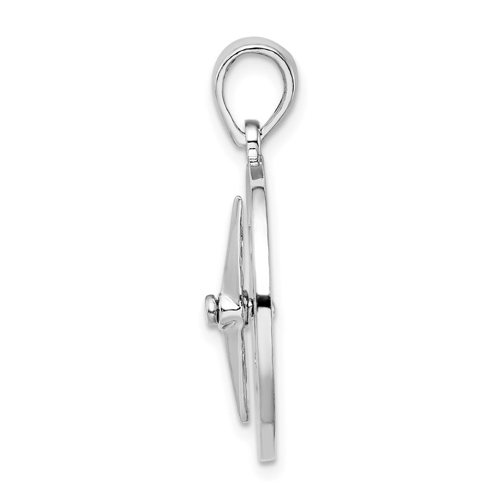 Sterling Silver De-Ani Rhodium-Plated Moveable Needle Compass Pendant