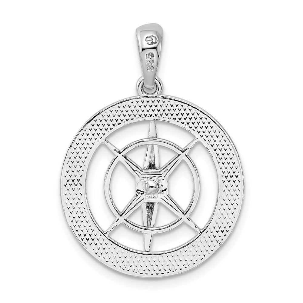 Sterling Silver De-Ani Rhodium-Plated Moveable Needle Compass Pendant