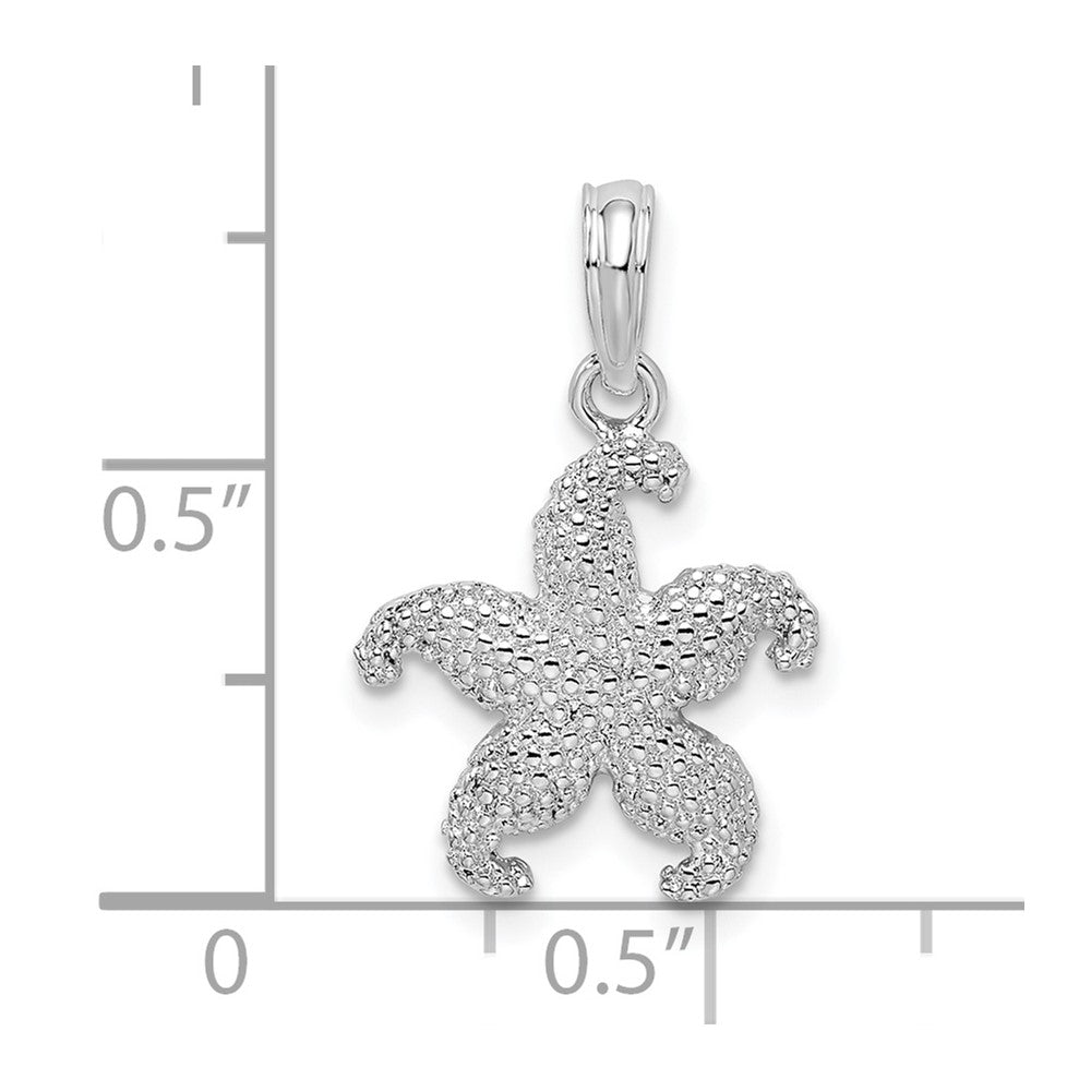 Sterling Silver De-Ani Rhodium-Plated Polished Puffed Starfish Pendant