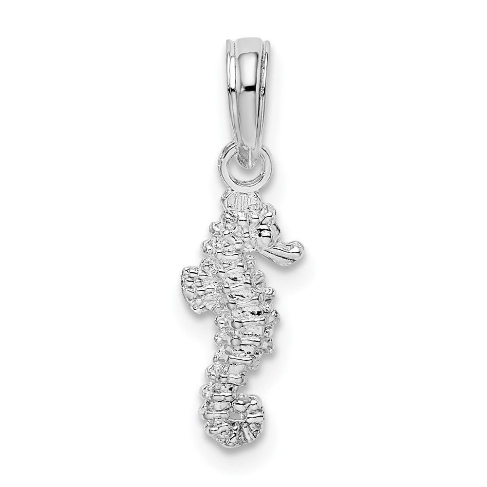 Sterling Silver De-Ani Rhodium-Plated Polished 3D Mini Seahorse Pendant