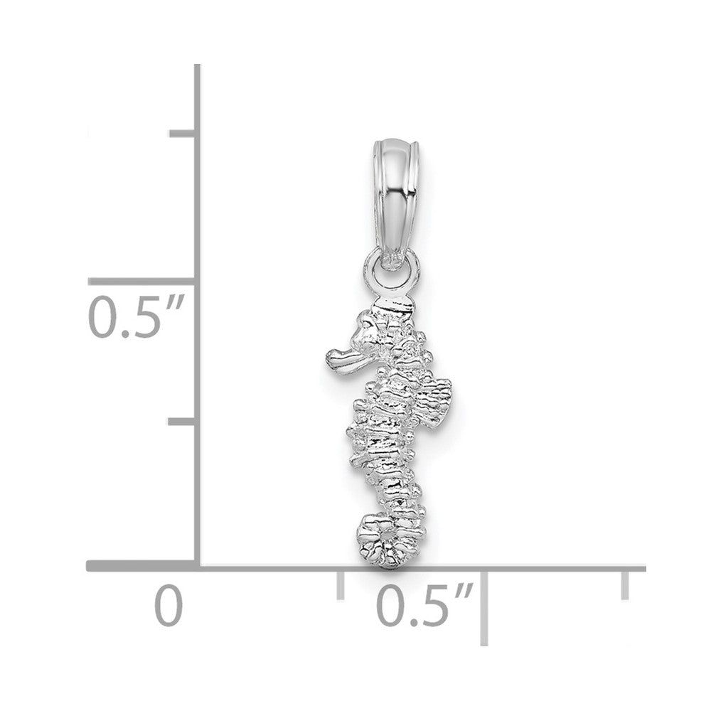Sterling Silver De-Ani Rhodium-Plated Polished 3D Mini Seahorse Pendant