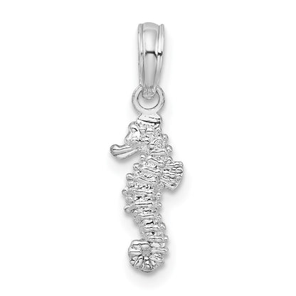 Sterling Silver De-Ani Rhodium-Plated Polished 3D Mini Seahorse Pendant