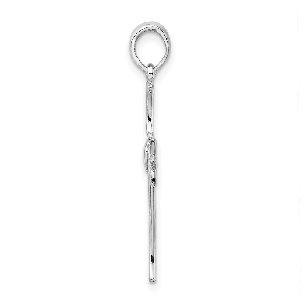Sterling Silver De-Ani Rhodium-Plated Polished Cut-Out Claddagh Cross Pendant