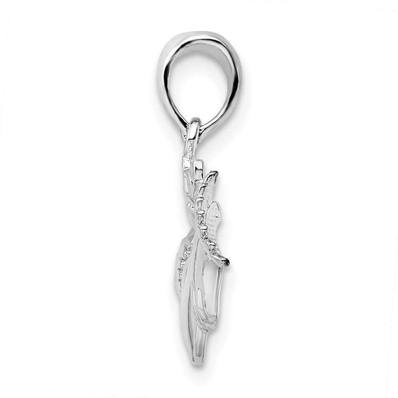 Sterling Silver De-Ani Rhodium-Plated Polished Claddagh Pendant