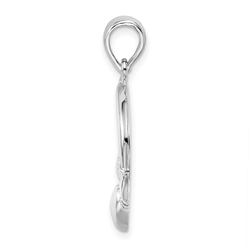 Sterling Silver De-Ani Rhodium-Plated Polished Large Claddagh Circle Pendant