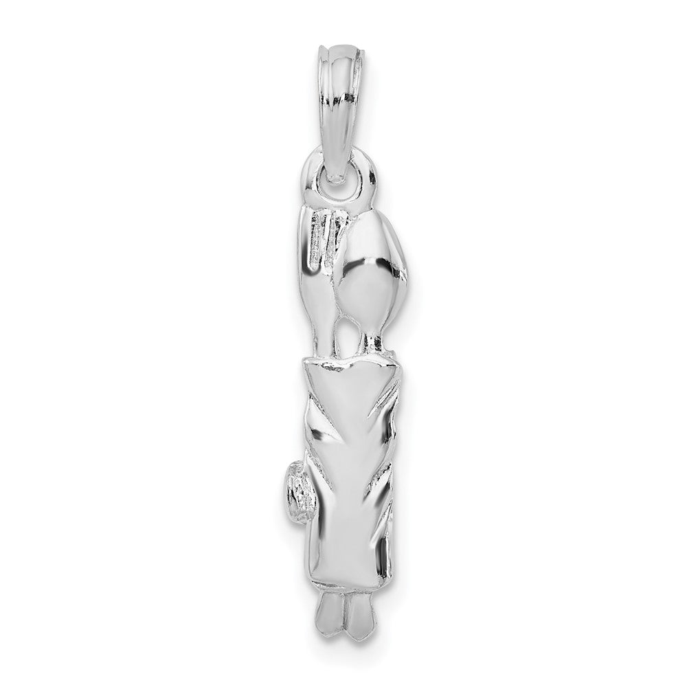 Sterling Silver De-Ani Rhodium-Plated Polished Spoon And Fork Rolled In Napkin Pendant