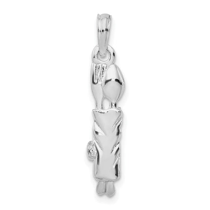 Sterling Silver De-Ani Rhodium-Plated Polished Spoon And Fork Rolled In Napkin Pendant