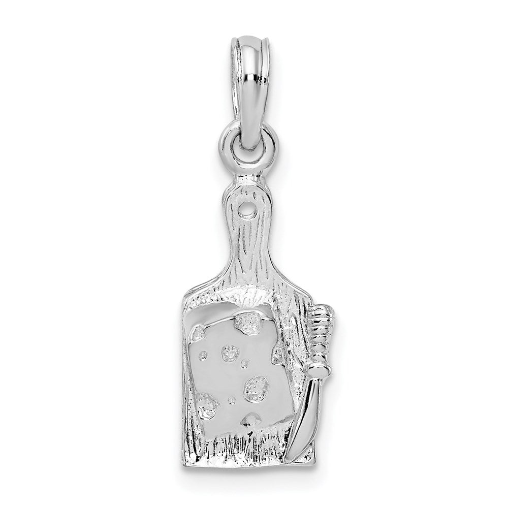 Sterling Silver De-Ani Rhodium-Plated Polished Cheese Board With Knife Pendant