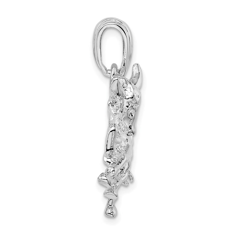 Sterling Silver De-Ani Rhodium-Plated Polished Raging Bull Pendant