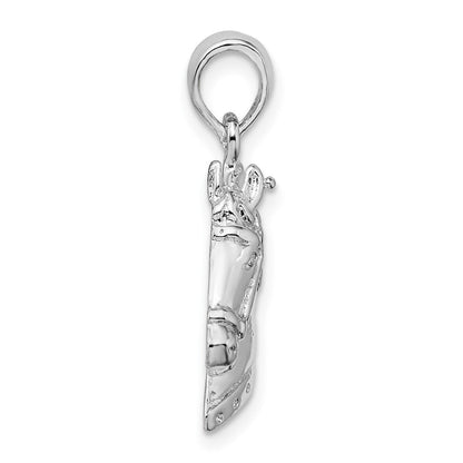 Sterling Silver De-Ani Rhodium-Plated Polished Horse Head Pendant