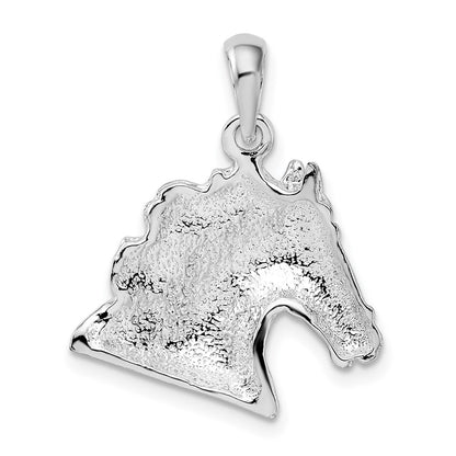 Sterling Silver De-Ani Rhodium-Plated Polished Horse Head Pendant