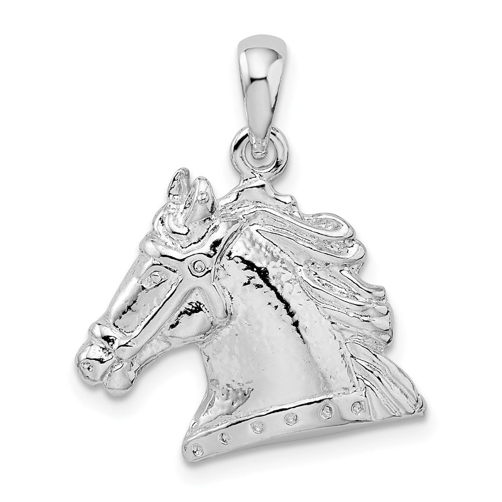 Sterling Silver De-Ani Rhodium-Plated Polished Horse Head Pendant