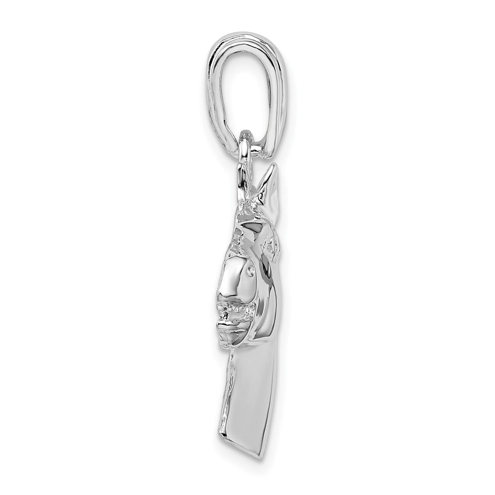 Sterling Silver De-Ani Rhodium-Plated Polished Horse Head Pendant