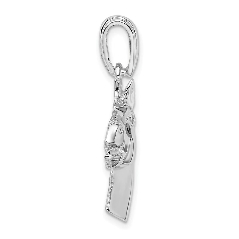 Sterling Silver De-Ani Rhodium-Plated Polished Horse Head Pendant