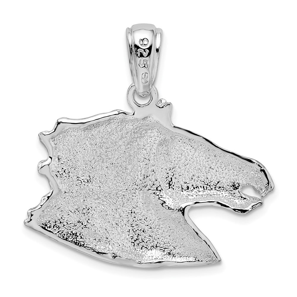 Sterling Silver De-Ani Rhodium-Plated Polished Horse Head Pendant