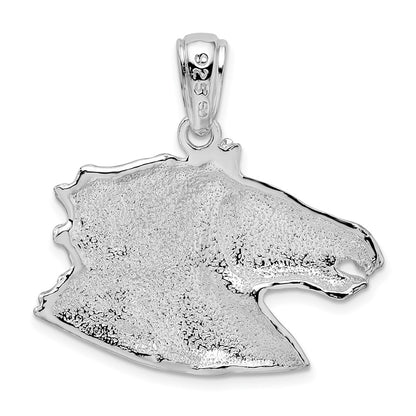 Sterling Silver De-Ani Rhodium-Plated Polished Horse Head Pendant